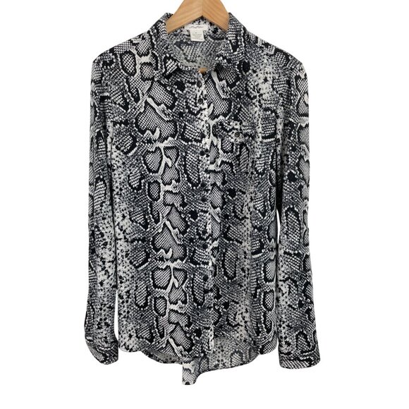 Womens Button-Down Snake Print Blouse Size M By Love Potion - Picture 1 of 10